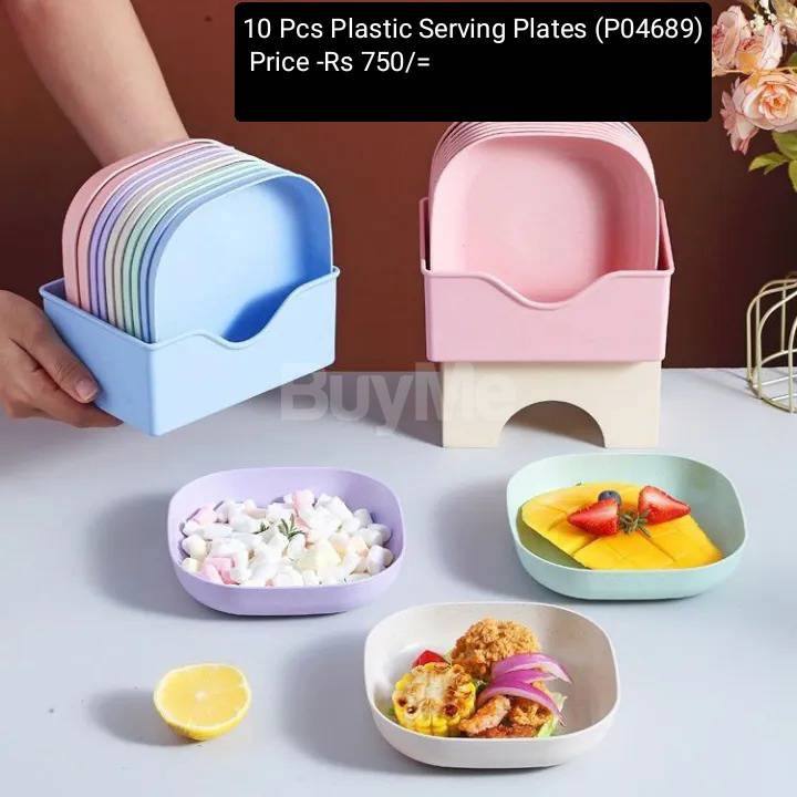 10PCS PLASTIC SERVING PLATES