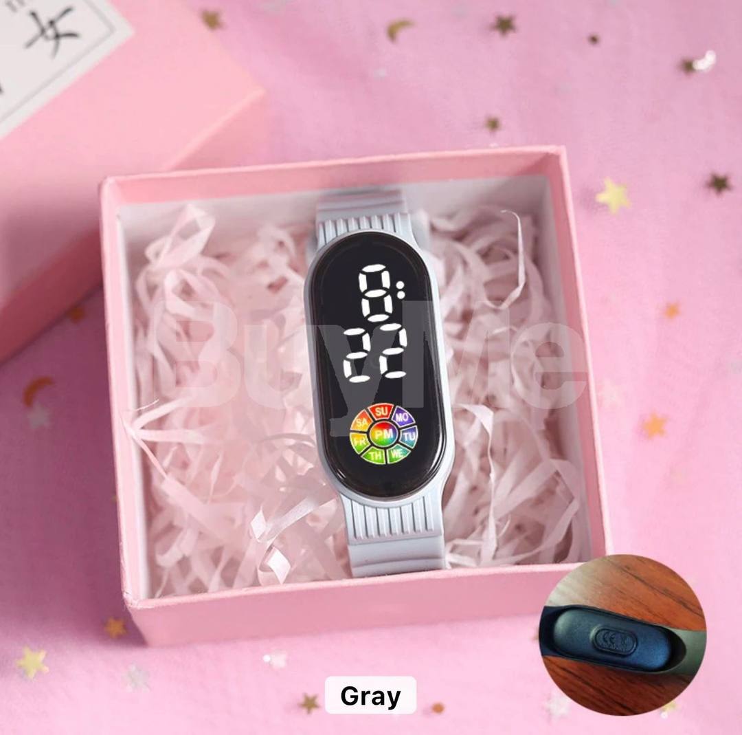 FASHION PLAIN COLOR TOUCH SMART WATCHES ELECTRONIC - GREY