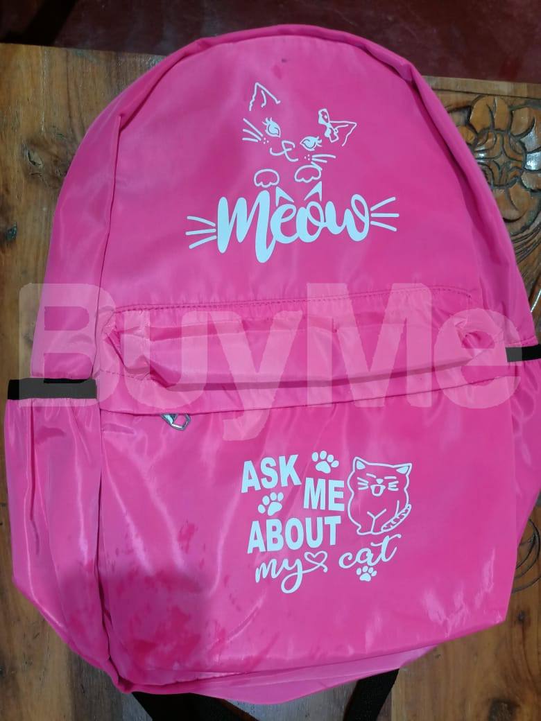 MEOW CAT PRINTED KID BAG - PINK