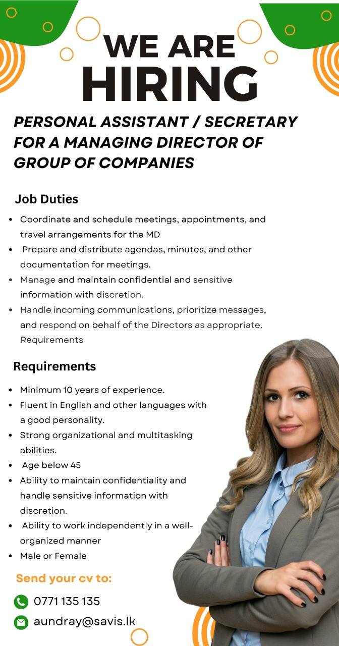 PERSONAL ASSISTANT / SECRETARY FOR A MANAGING DIRECTOR