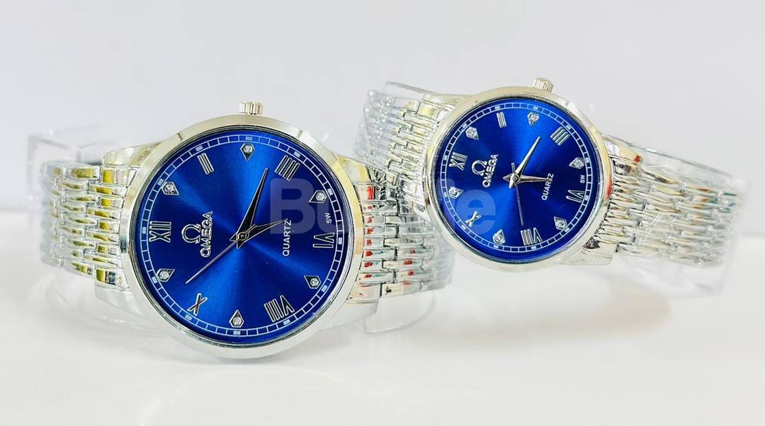 COUPLE / FRIENDSHIP WATCH - SILVER STRAP WITH BLUE DIAL