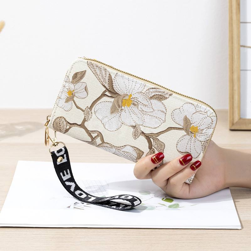 FLORAL DESIGNED LADIES PURSE NUDE COLOUR