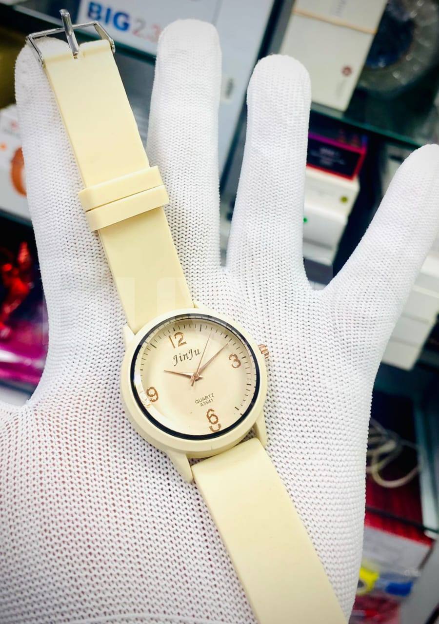 JINJU RUBBER STRAP LADIES WATCHES - YELLOW