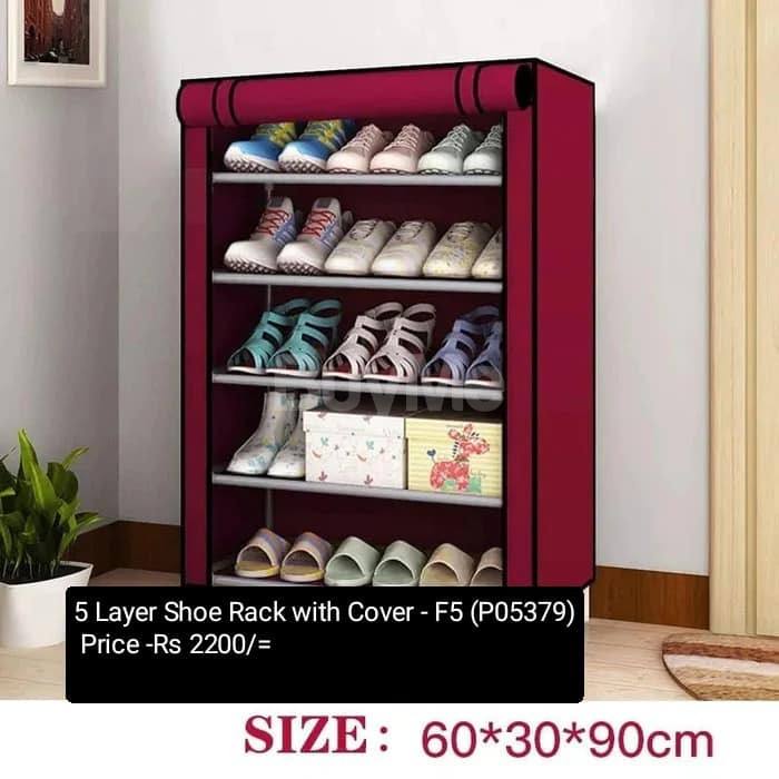 5 LAYER SHOE RACK WITH COVER