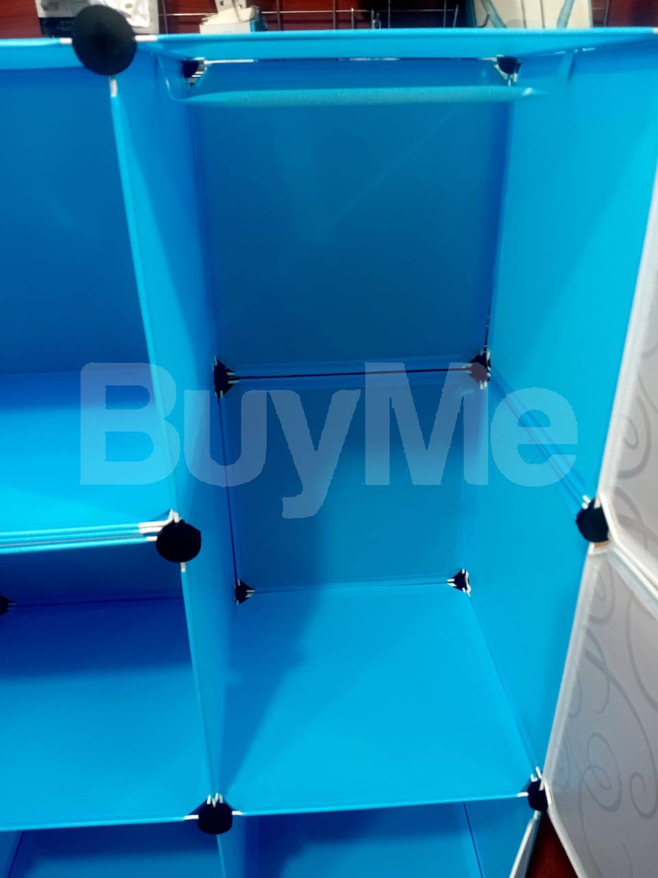 WARDROBE 6-CUBE DOORS & SHOE RACK - DIY (COLOUR- BLUE WHITE)