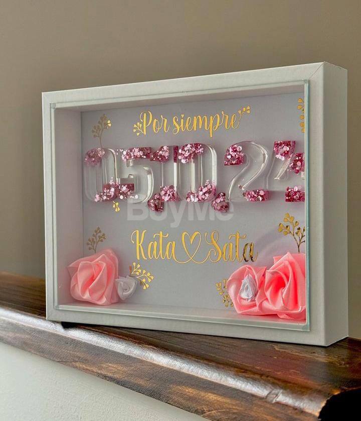 SHADOW BOX WITH DATE OR NAME - RESIN ART