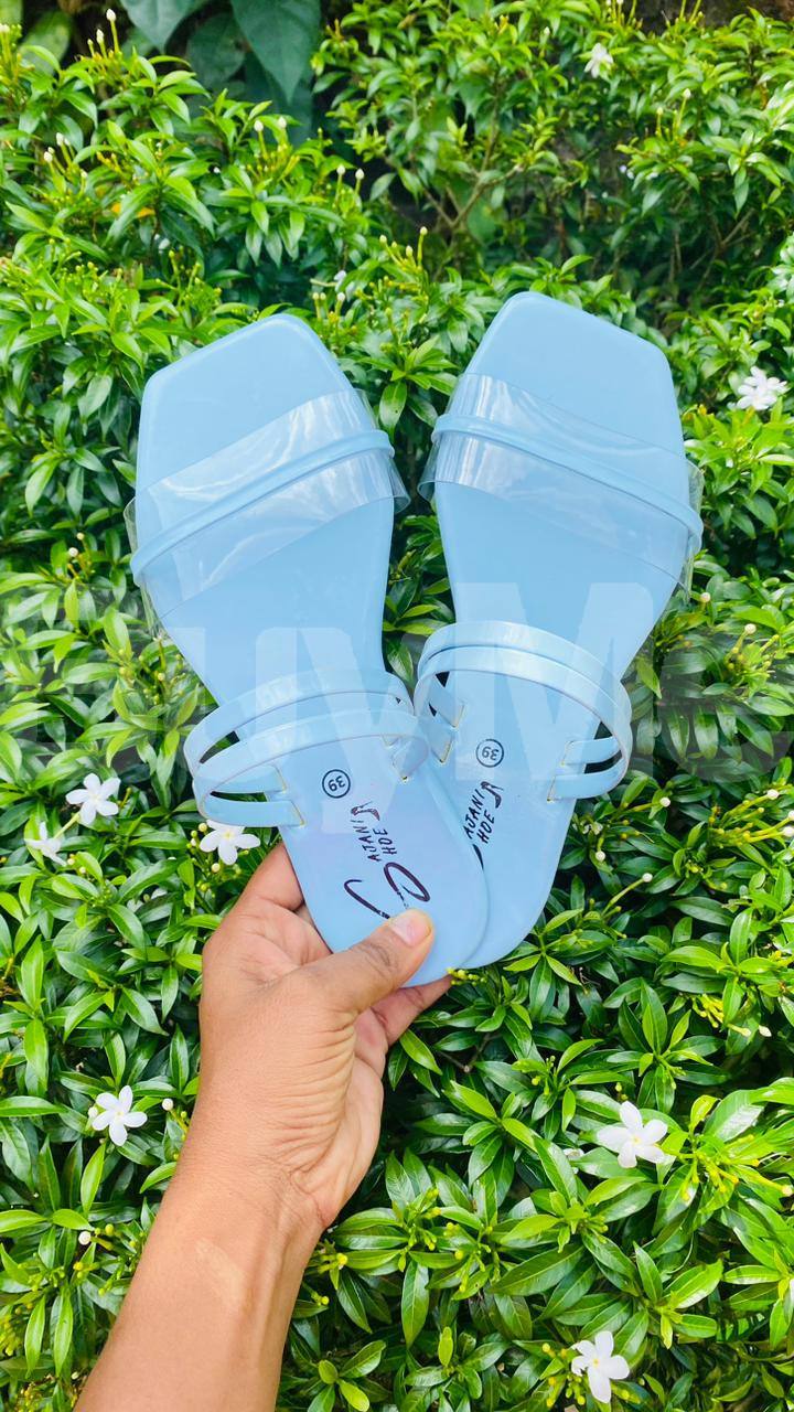 LADIES SLIPPERS - LIGHT BLUE