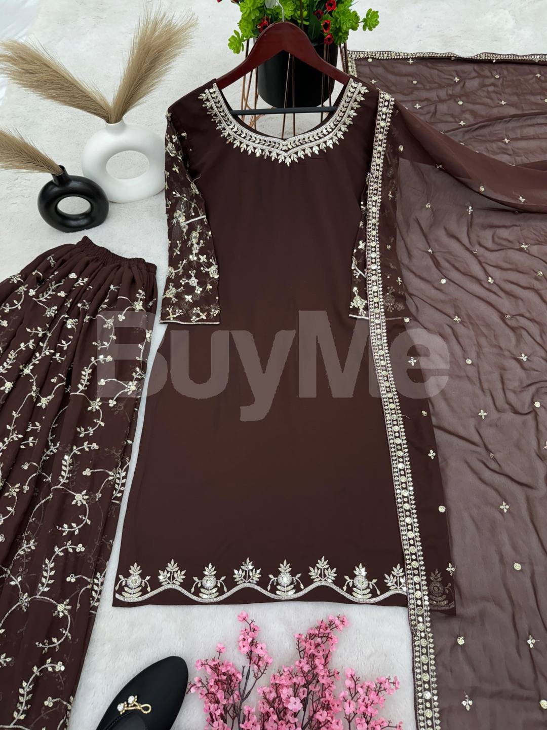 NEW DESIGNER PARTY WEAR LOOK TOP-PLAZZO AND DUPATTA WITH HEAVY EMBROIDERY WORK