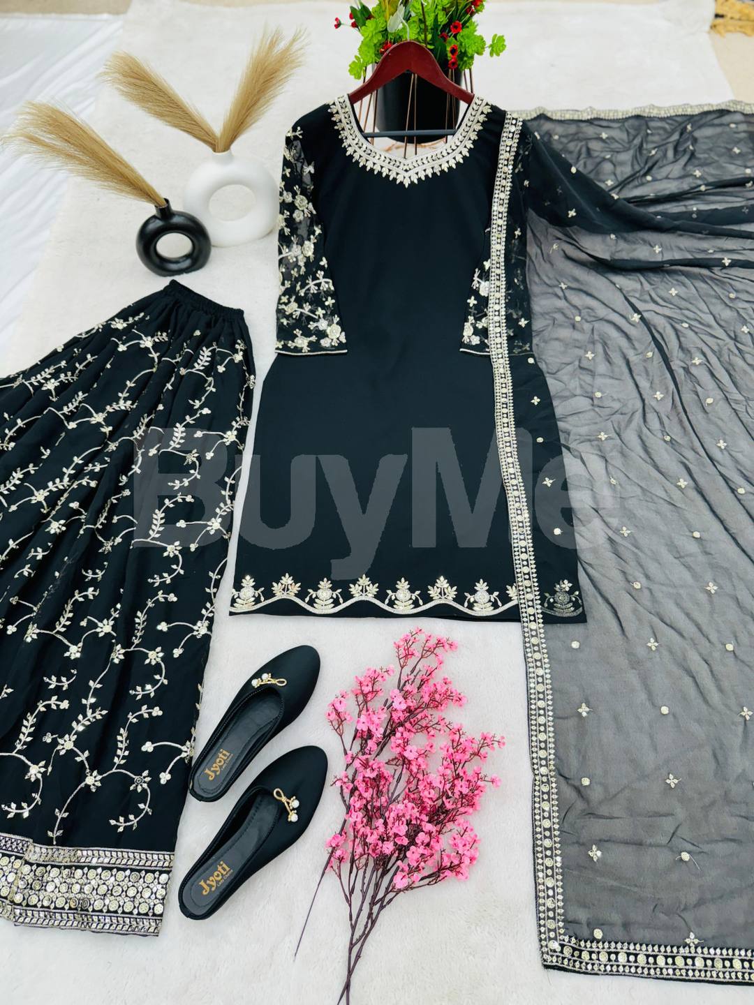 PARTY WEAR LOOK TOP-PLAZZO AND DUPATTA WITH HEAVY EMBROIDERY