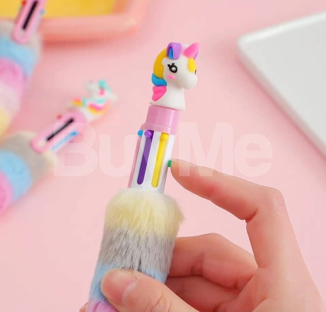 6 COLOUR PEN AND BULL PEN - UNICORN DESIGN