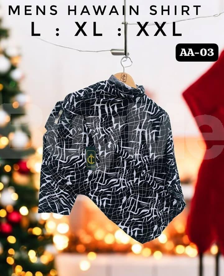 MENS HAWAIN SHIRT - BLACK & WHITE MIX