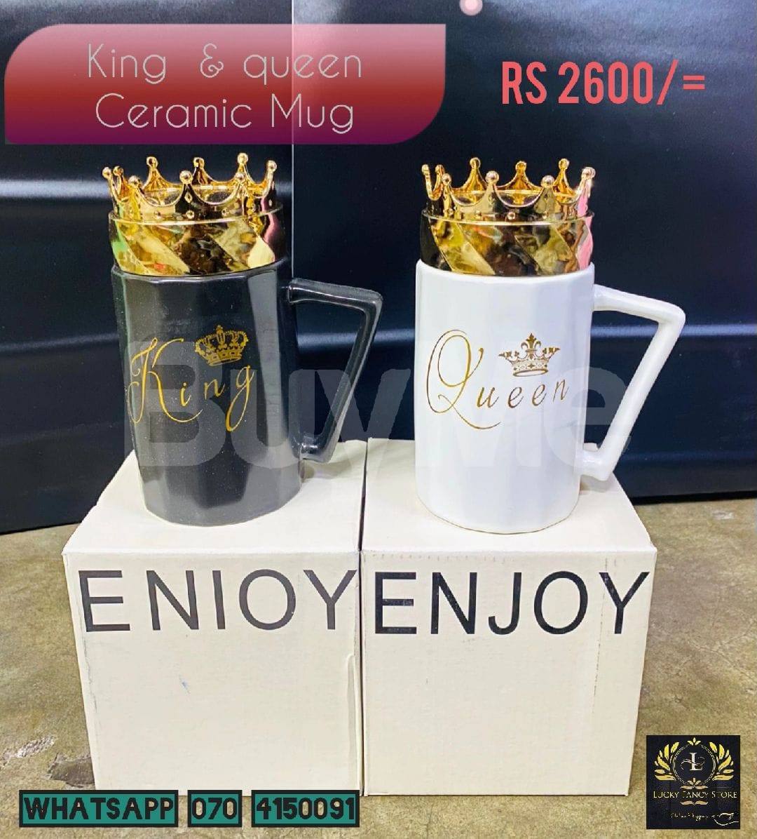 KING AND QUEEN CERAMIC MUG WITH LID