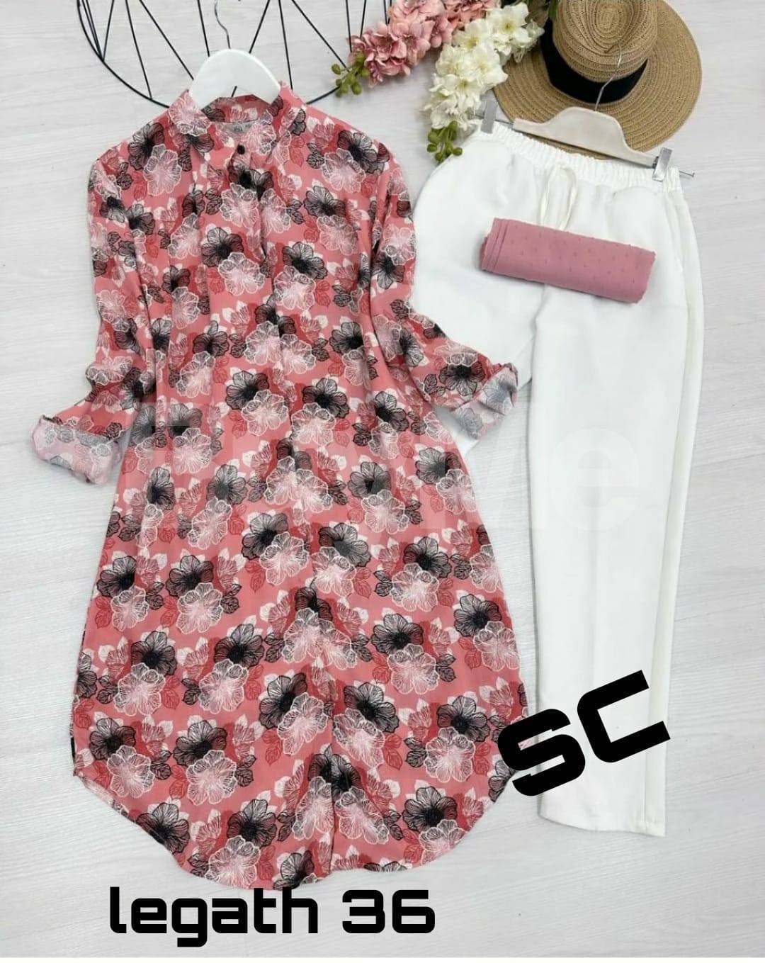 HEAVY DIGITAL PRINT PINK FLORAL TOP AND PANT
