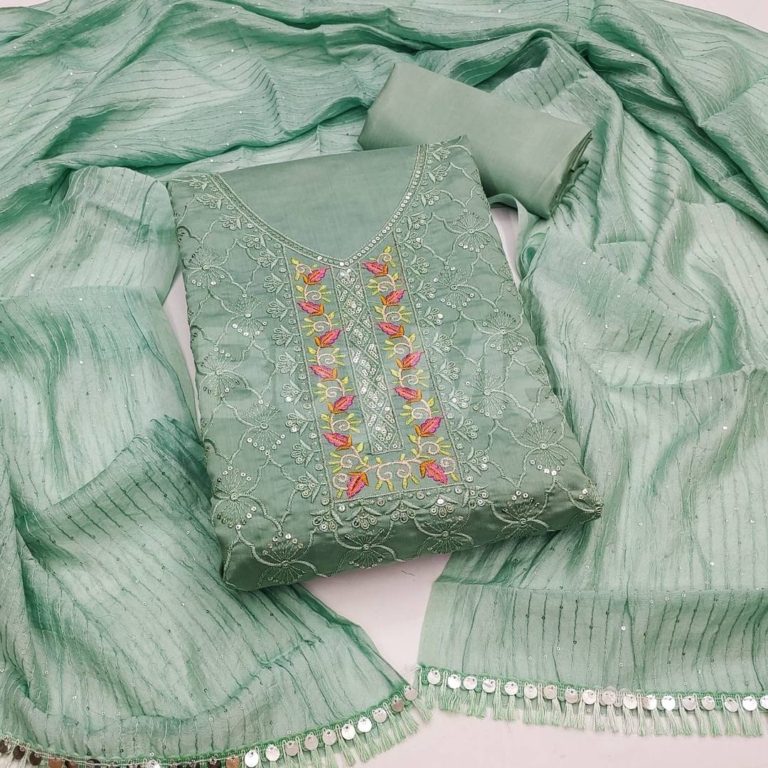 ROMAN SILK MULTI SQUINCE WORKED DRESS - GREEN