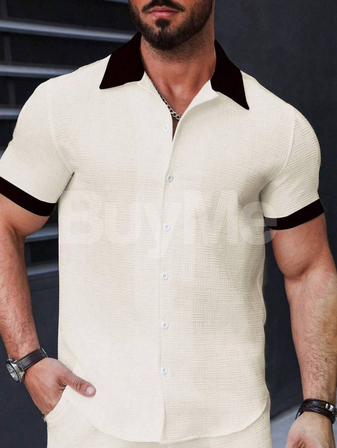 IMPORTED SHORT SLEEVE SHIRT - OFF WHITE