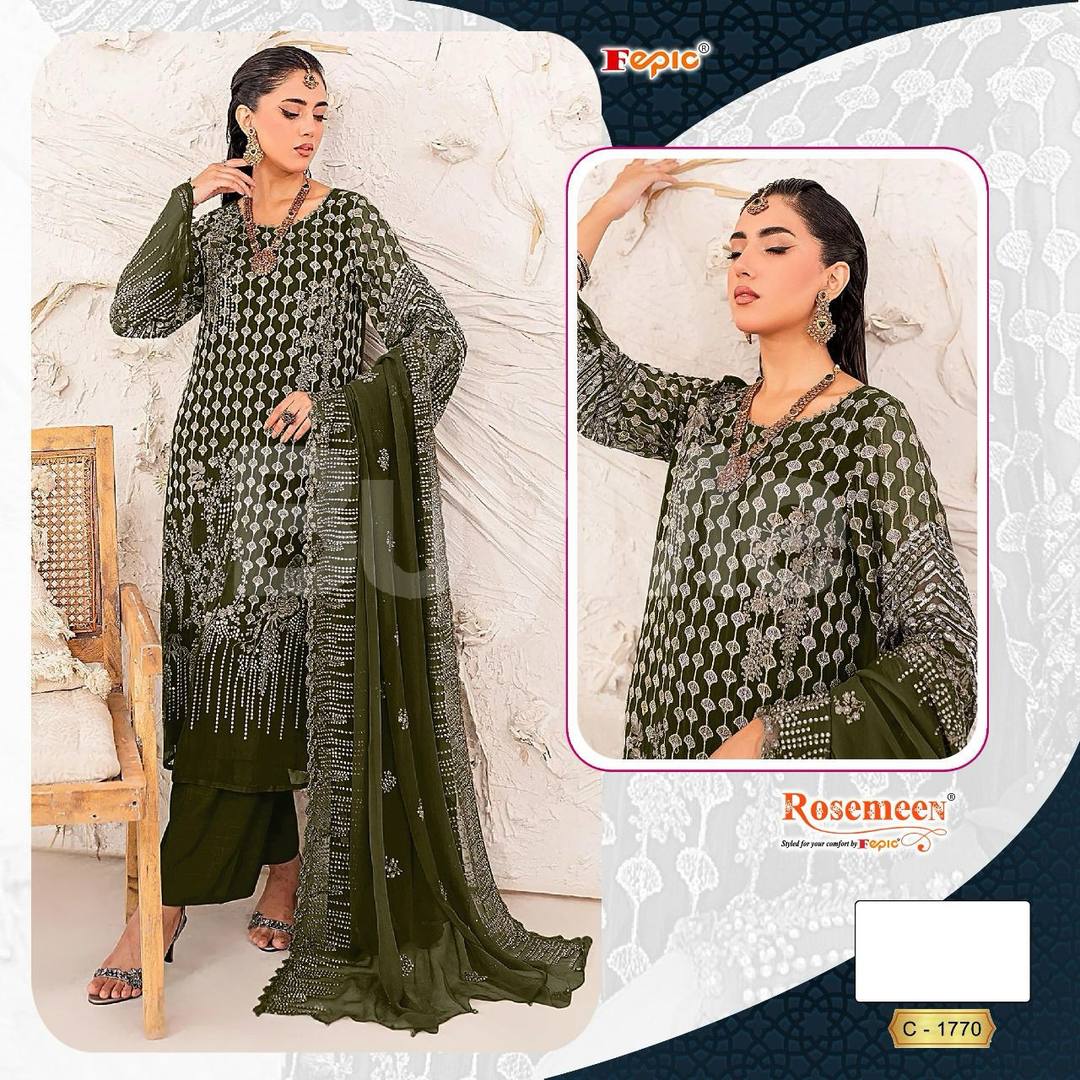 GEORGETTE EMBROIDERED - GREEN