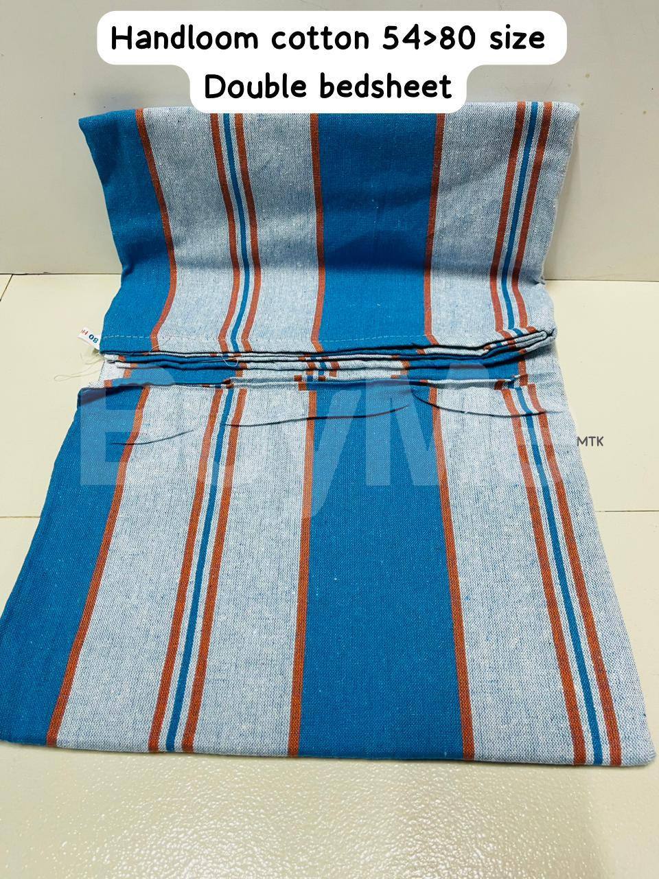 HANDLOOM COTTON DOUBLE BEDSHEET - LIGHT BLUE