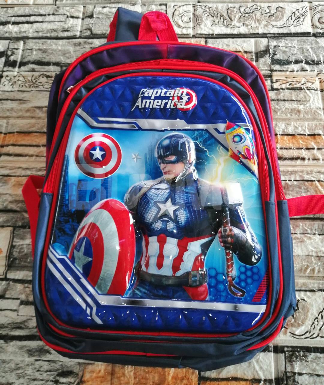 3 COMPARTMENT IMPORT SCHOOL BAG - CAPTAIN AMERICA DESIGN