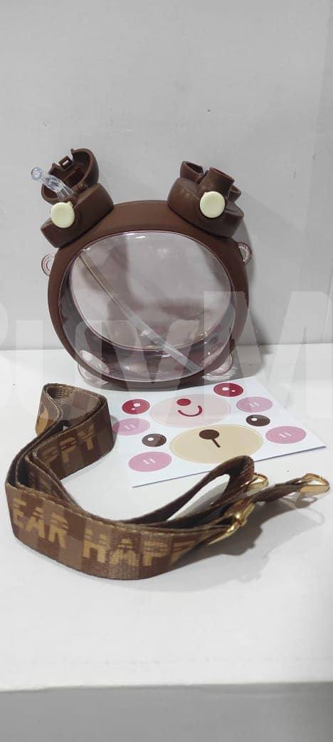 BEAR FACE WATER BOTTLE - BROWN
