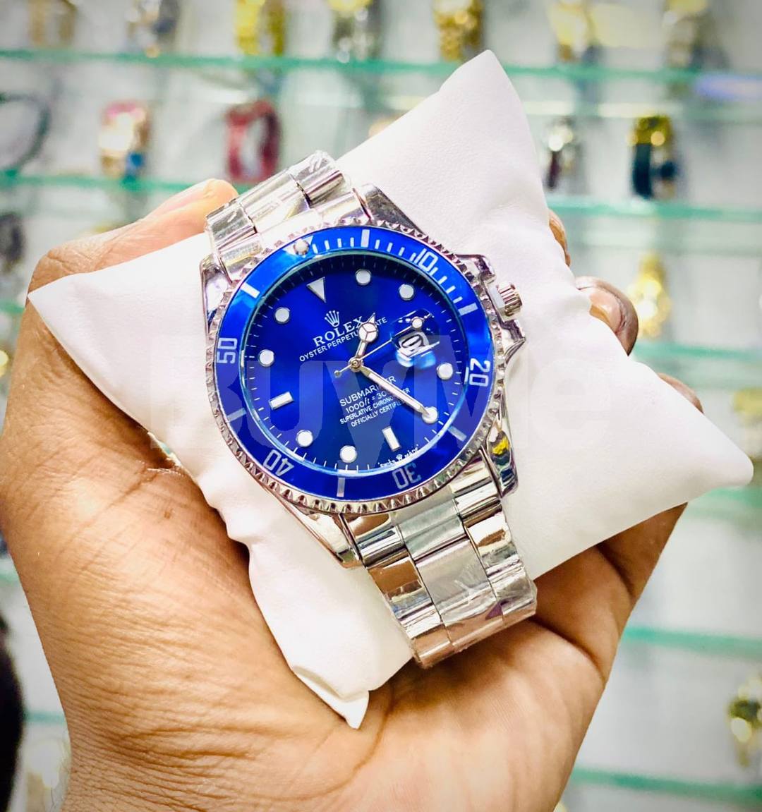 ROLEX SUBMARINER STEEL GENTS WATCH - SILVER & DARK BLUE
