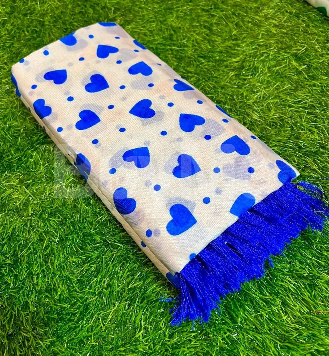 SYNTHETIC COTTON SAREE - BLUE