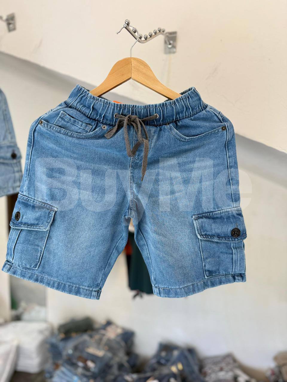 MEN SUPER DRY ELASTIC MEN CARGO DENIM SHORT - LIGHT BLUE