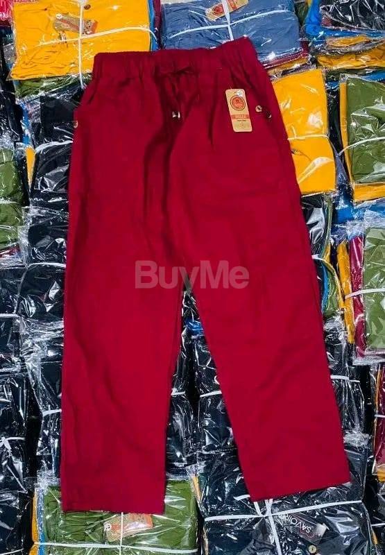 LADIES LINEN PANT - MAROON