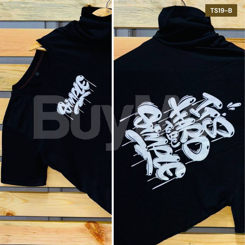 ITS HARD TOBE SIMPLE PRINTED T SHIRT - BLACK
