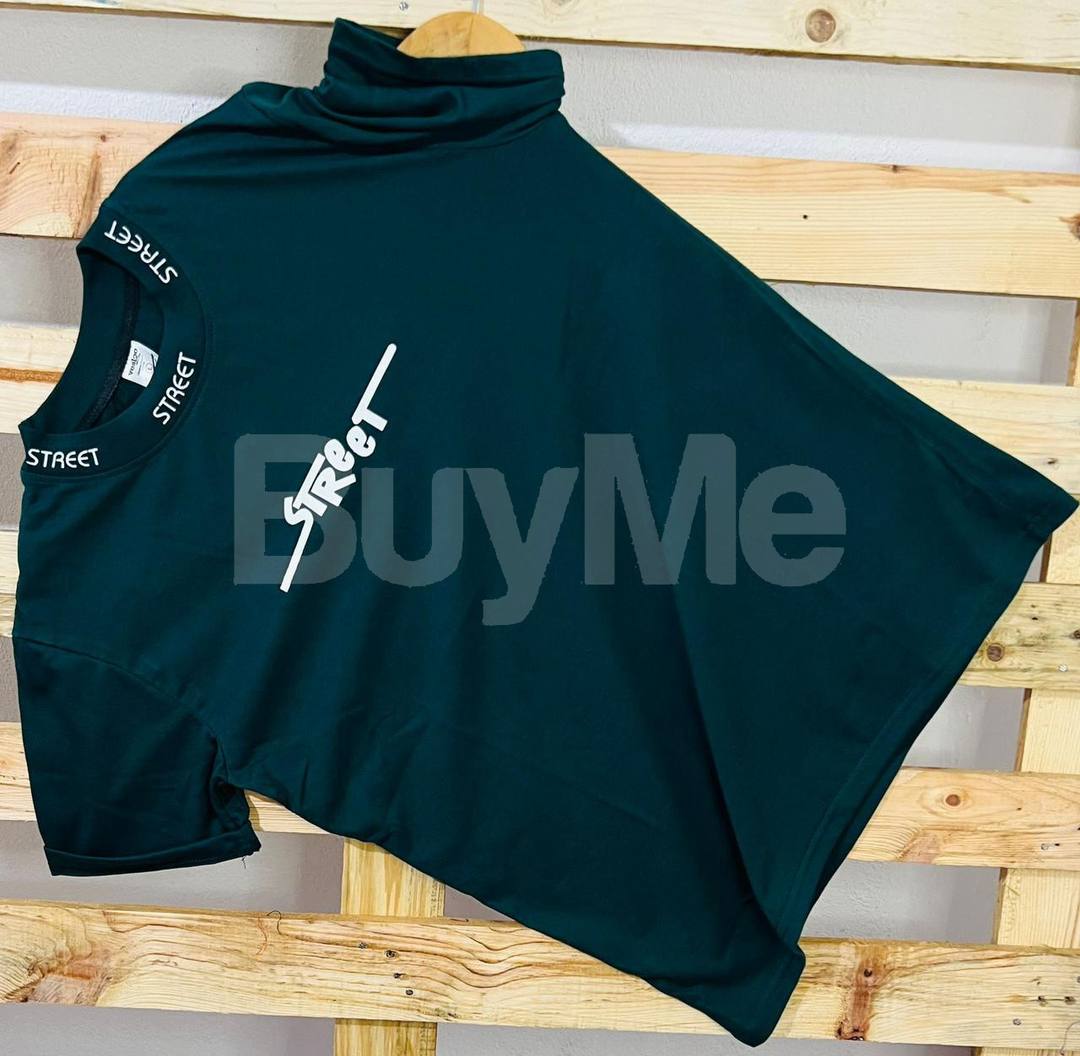 RIB PRINT HIGH TSHIRT - DARK GREEN
