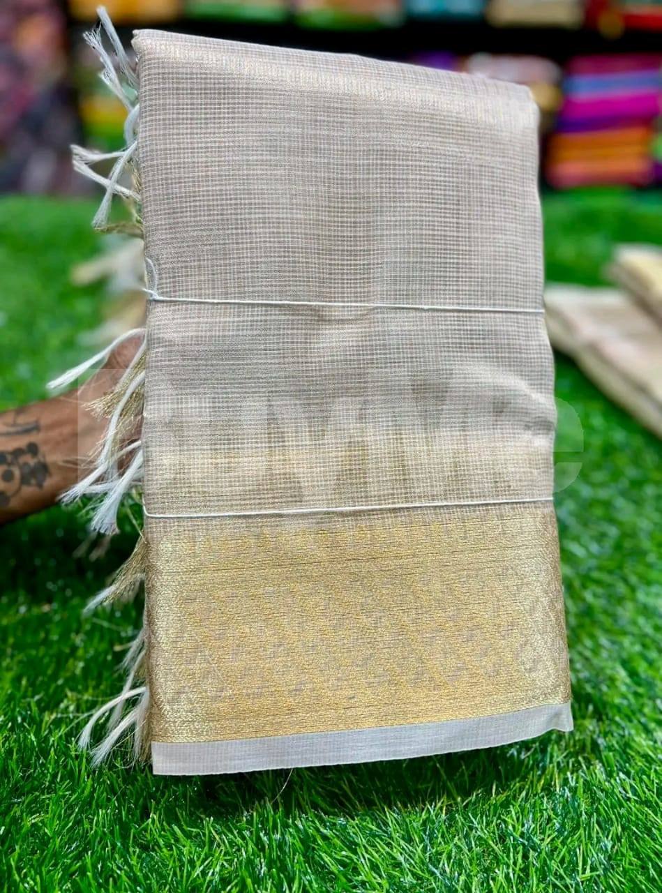 TISSUE COTTON SAREE - GREY
