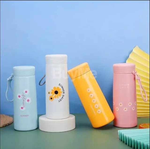 FASHION CUTE FLOWER DAISY GLASS PORTABLE WATER BOTTLE BPA FREE 330ML