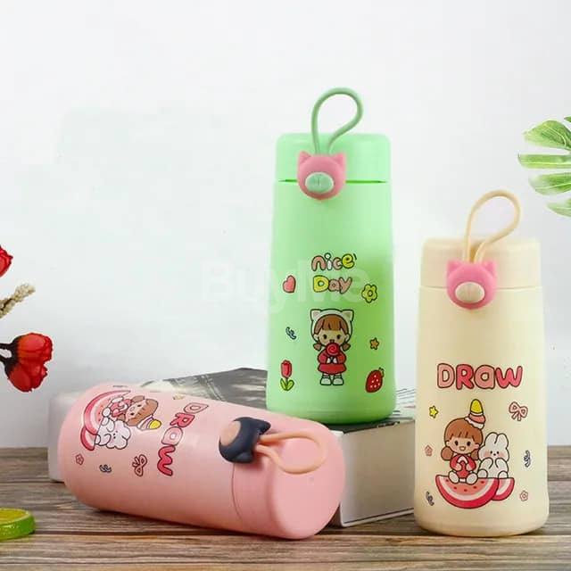 CUTE DOUBLE WALL GLASS PORTABLE WATER BOTTLE 300ML
