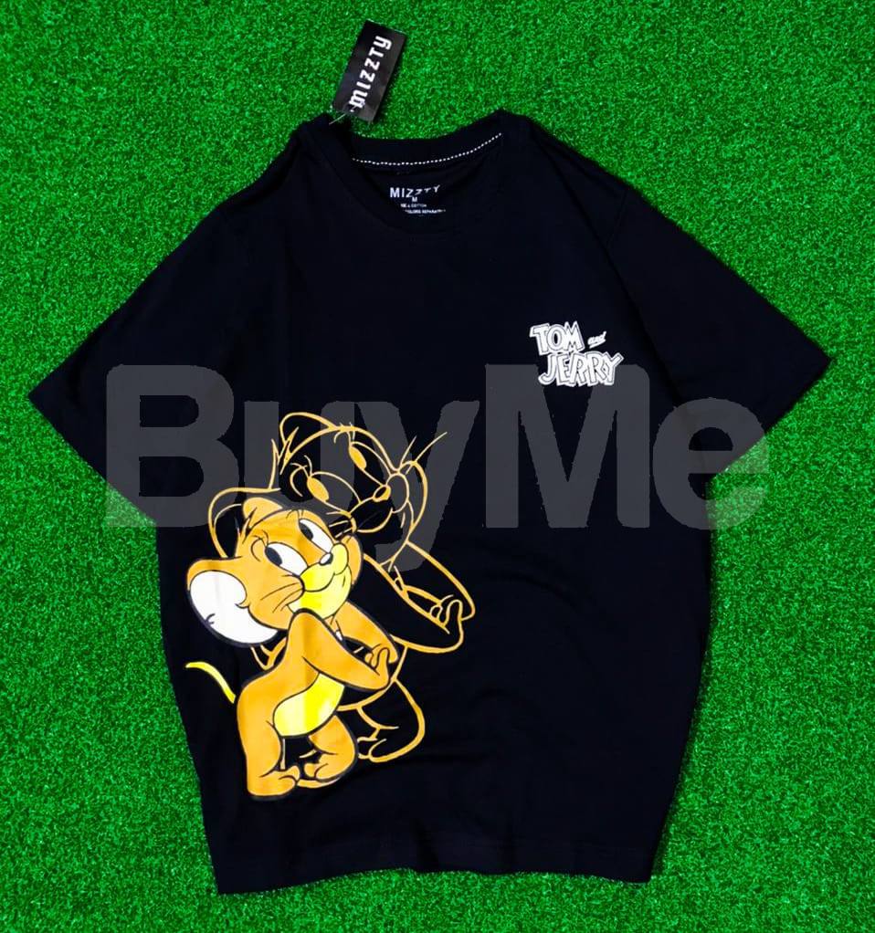 TOM AND JERRY BAGGY T SHIRT - BLACK