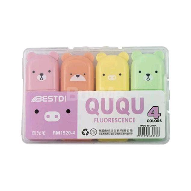 CUTE BEAR HIGHLIGHTER 4 PACK WITH BOX