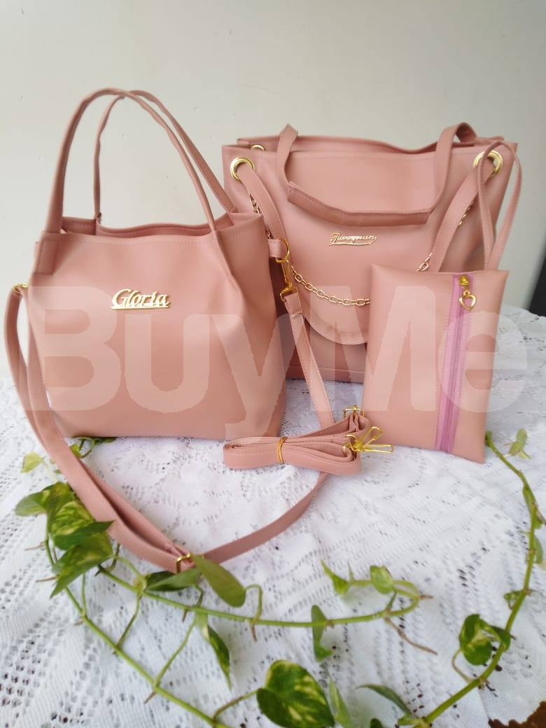 HAND BAG SET - CORAL PINK