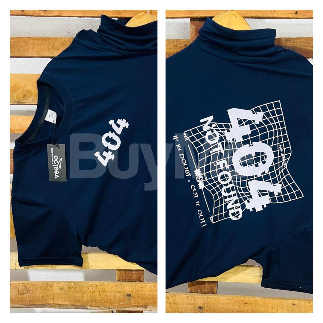 DOUBLE SIDE PRINT CREW NECK TSHIRT - DARK BLUE