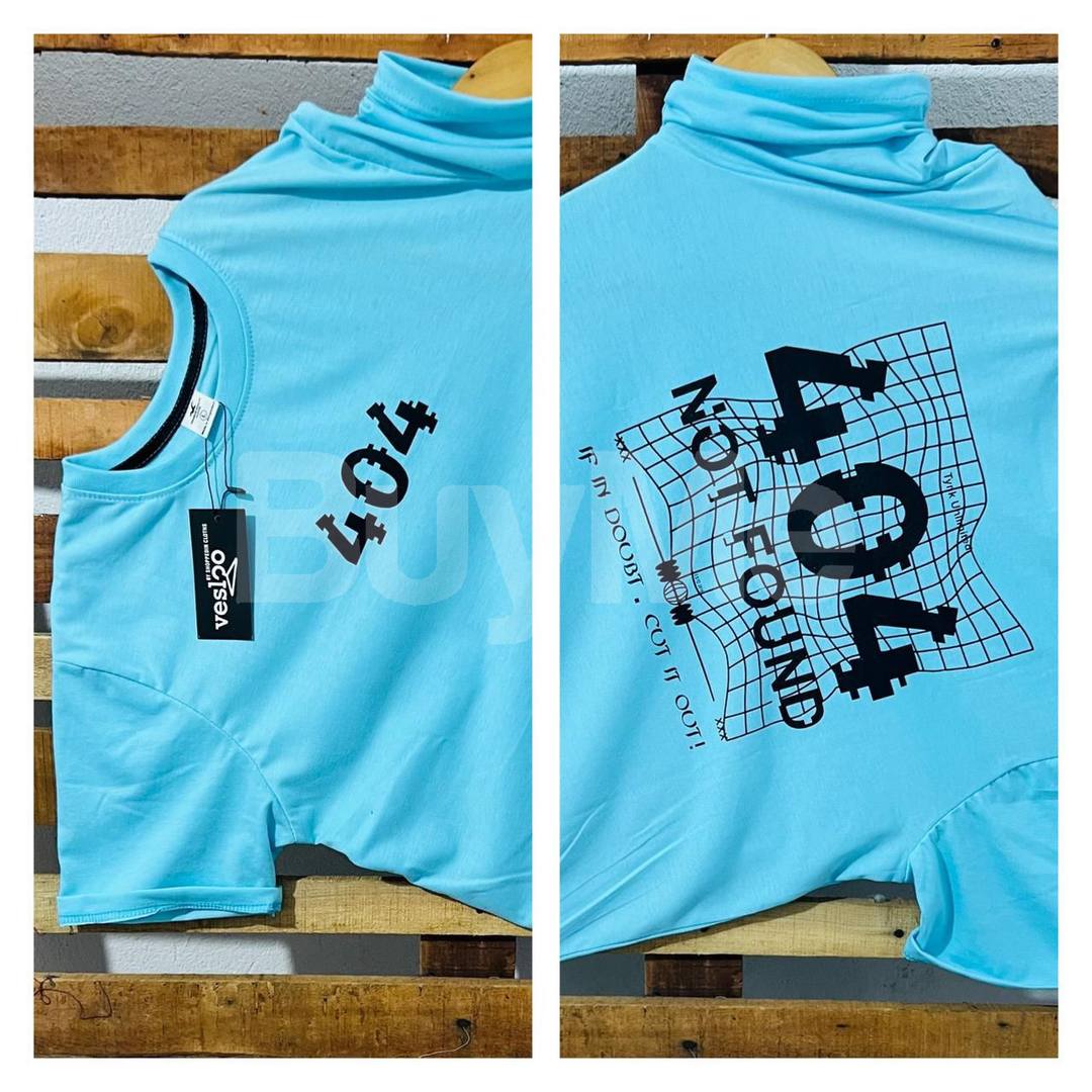 DOUBLE SIDE PRINT CREW NECK TSHIRT - LIGHT BLUE