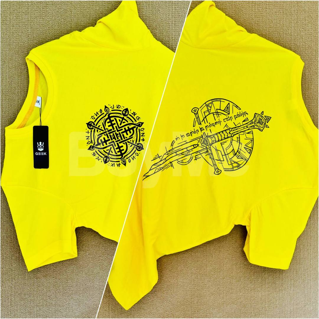 BACK SIDE PRINT T SHIRT GSM180 SINGLE GURSY COTTON - YELLOW