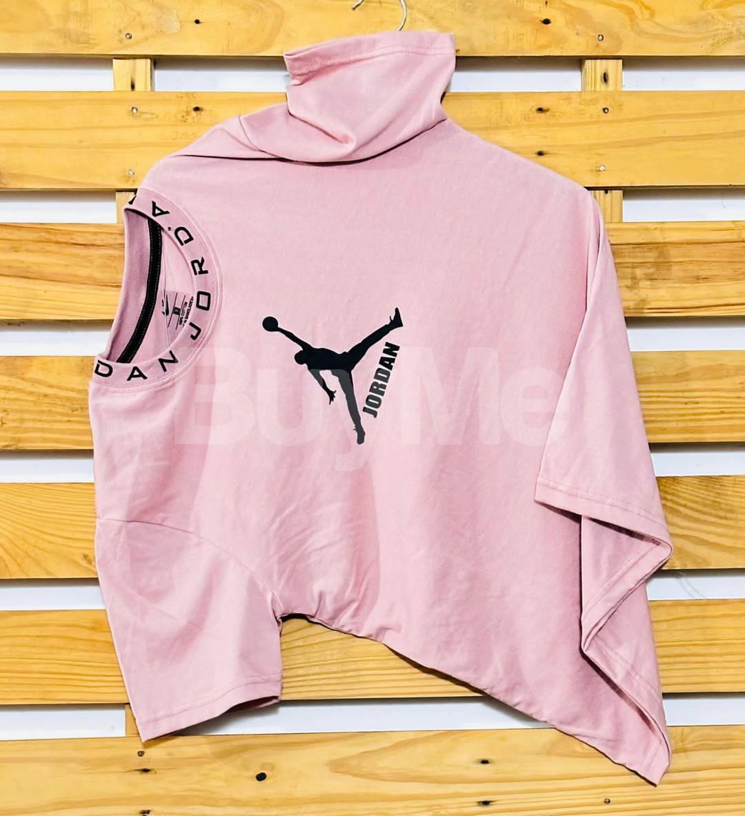 RIB PRINT CREW NECK T-SHIRT - PINK