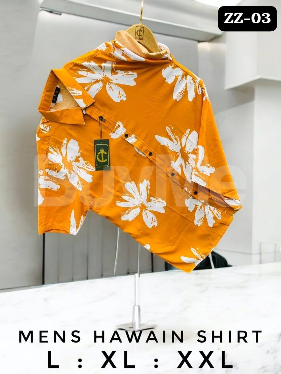 FLORAL PATTERN HAWAIN SHIRT - MUSTARD YELLOW