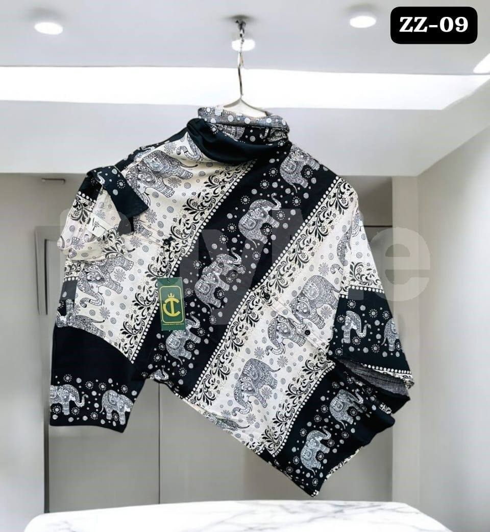 ELEPHANT PATTERN HAWAIN SHIRT - BLACK