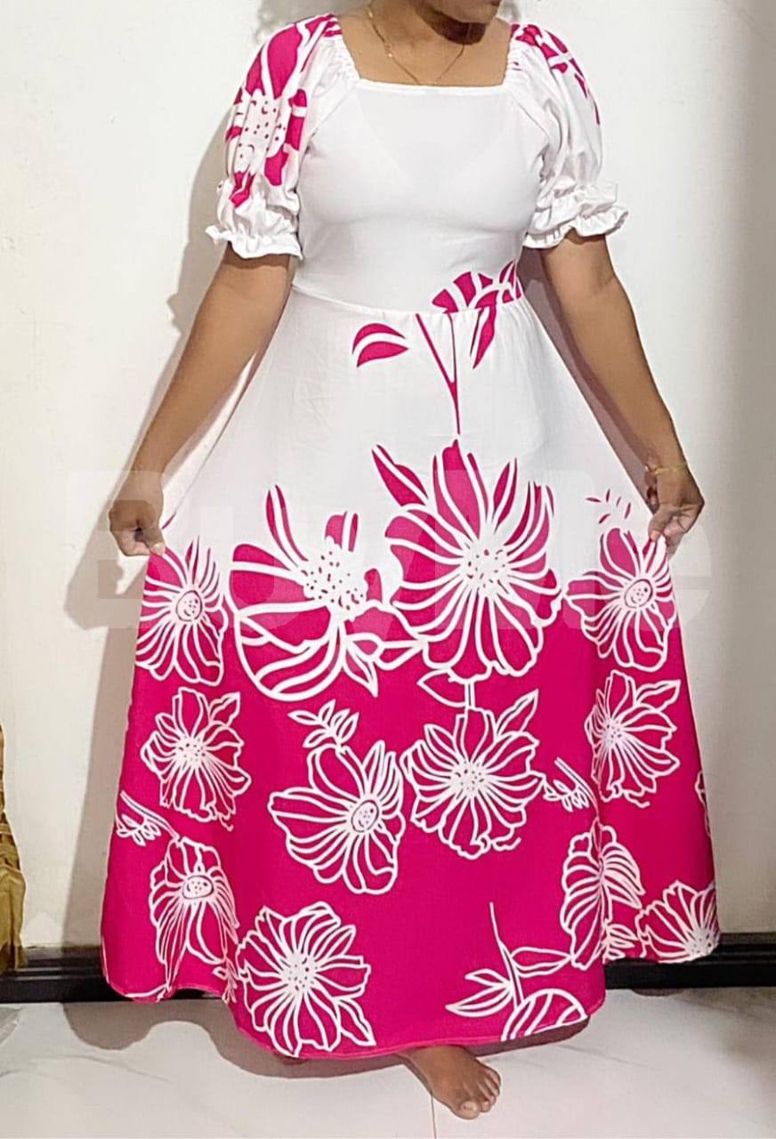 MAZA FROCK - PINK & WHITE