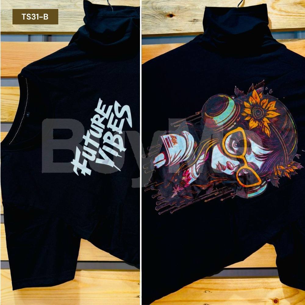 COLOR PRINTED T SHIRT - BLACK