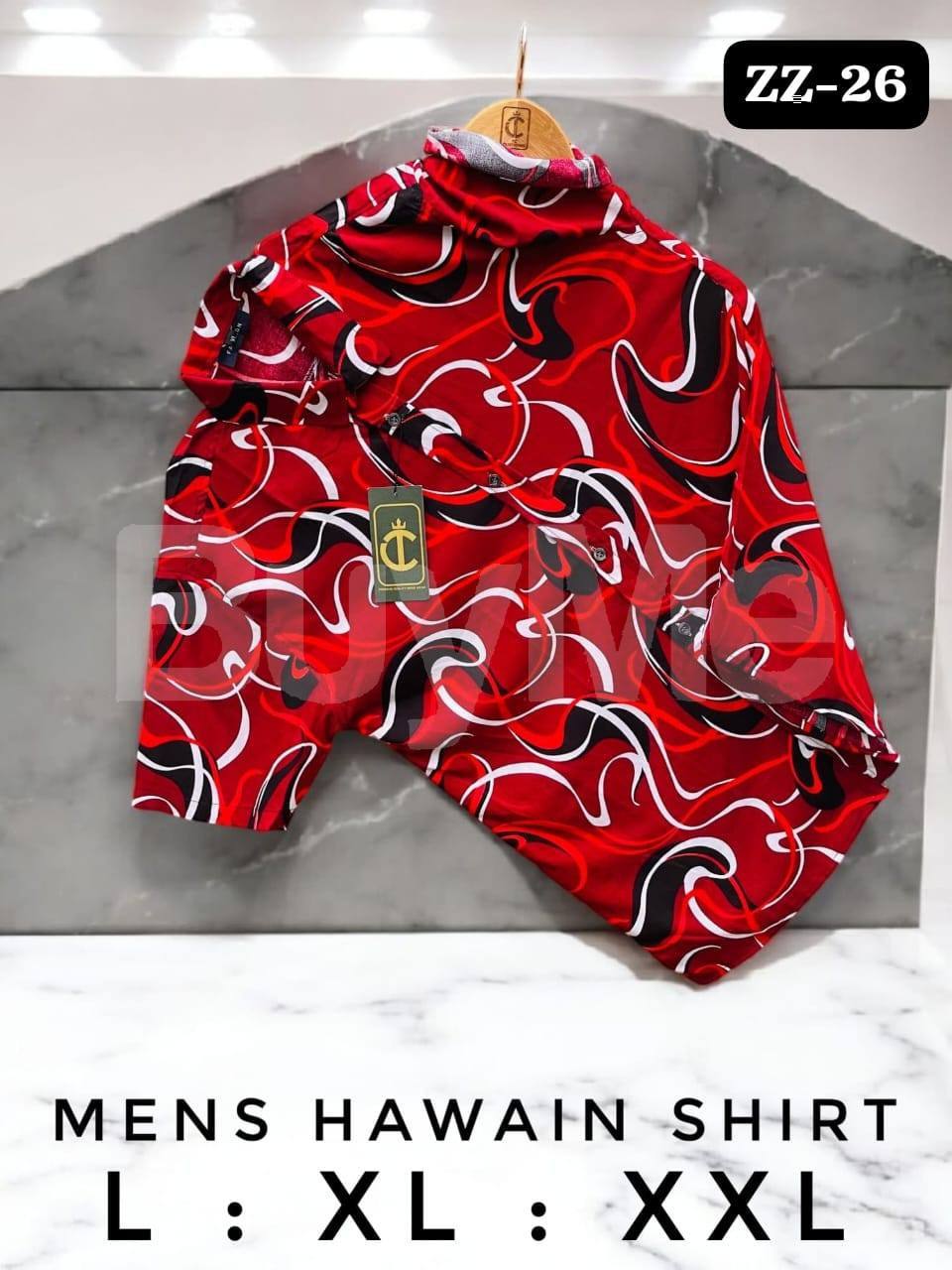 MENS PRINTED HAWAIN SHIRT - RED