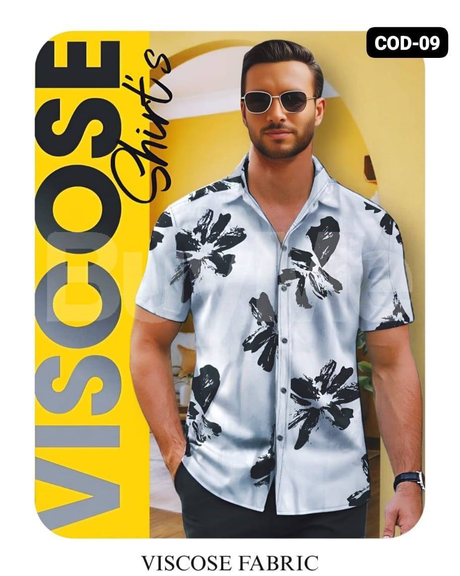 VISCOSE MENS HAWAIN SHIRT - WHITE