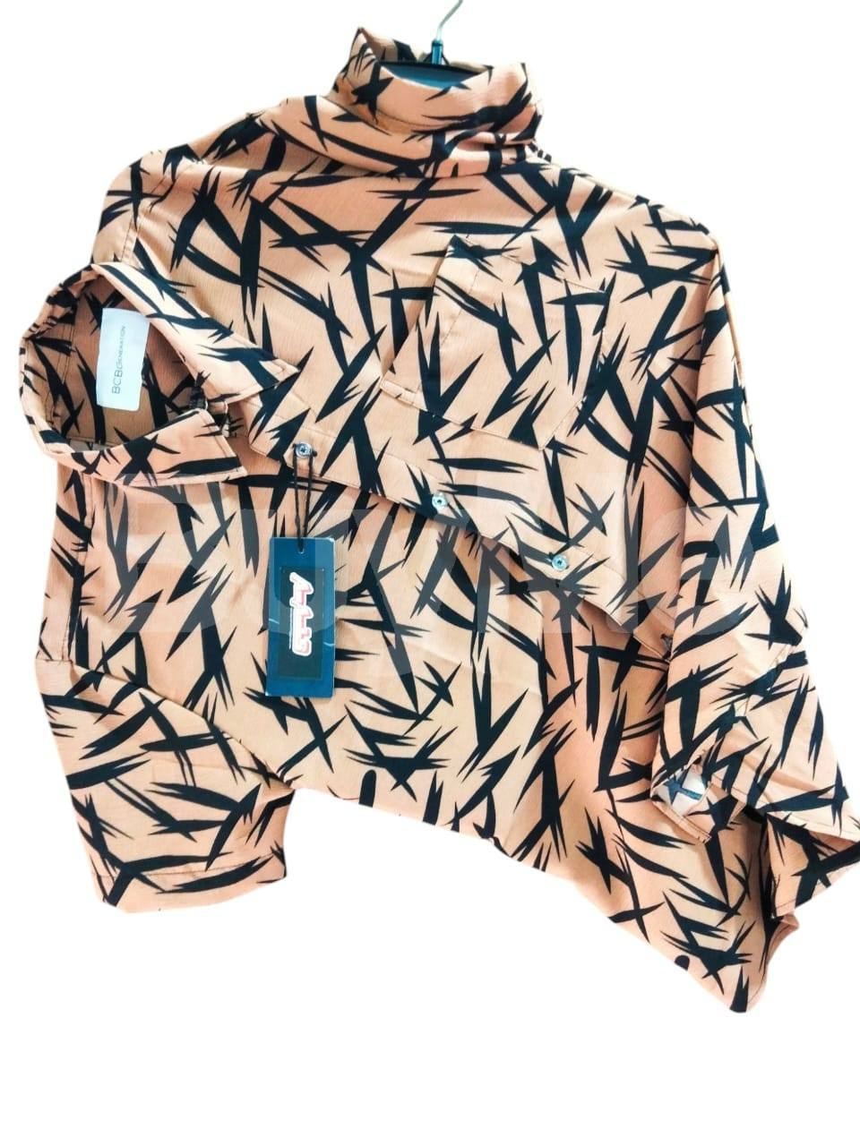 SHORT SLEEVE POPCORN SHORT - TAN COLOUR