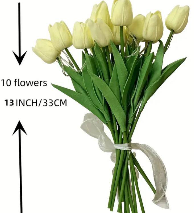 10PCS TULIP FLOWERS LAMP WHITE YELLOW ROSES YELLOW COLOUR GLOWING BATTERY USED