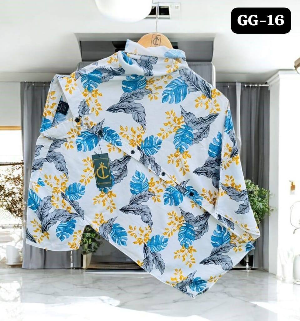 PRINTED HAWAIN SHIRTS - BLUE & YELLOW