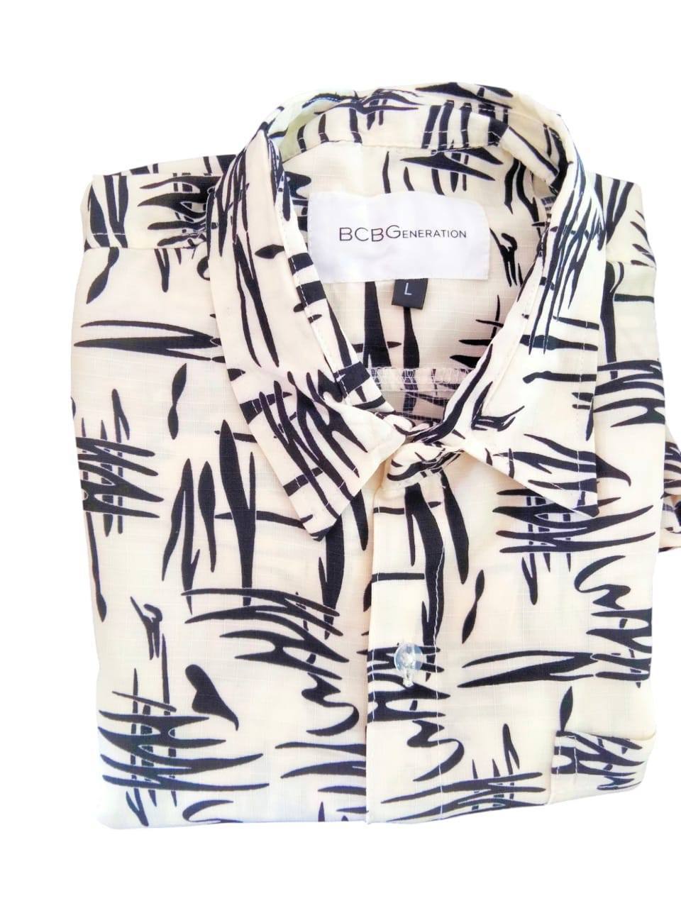 MENS PRINTED LINEN SHIRTS - BLACK
