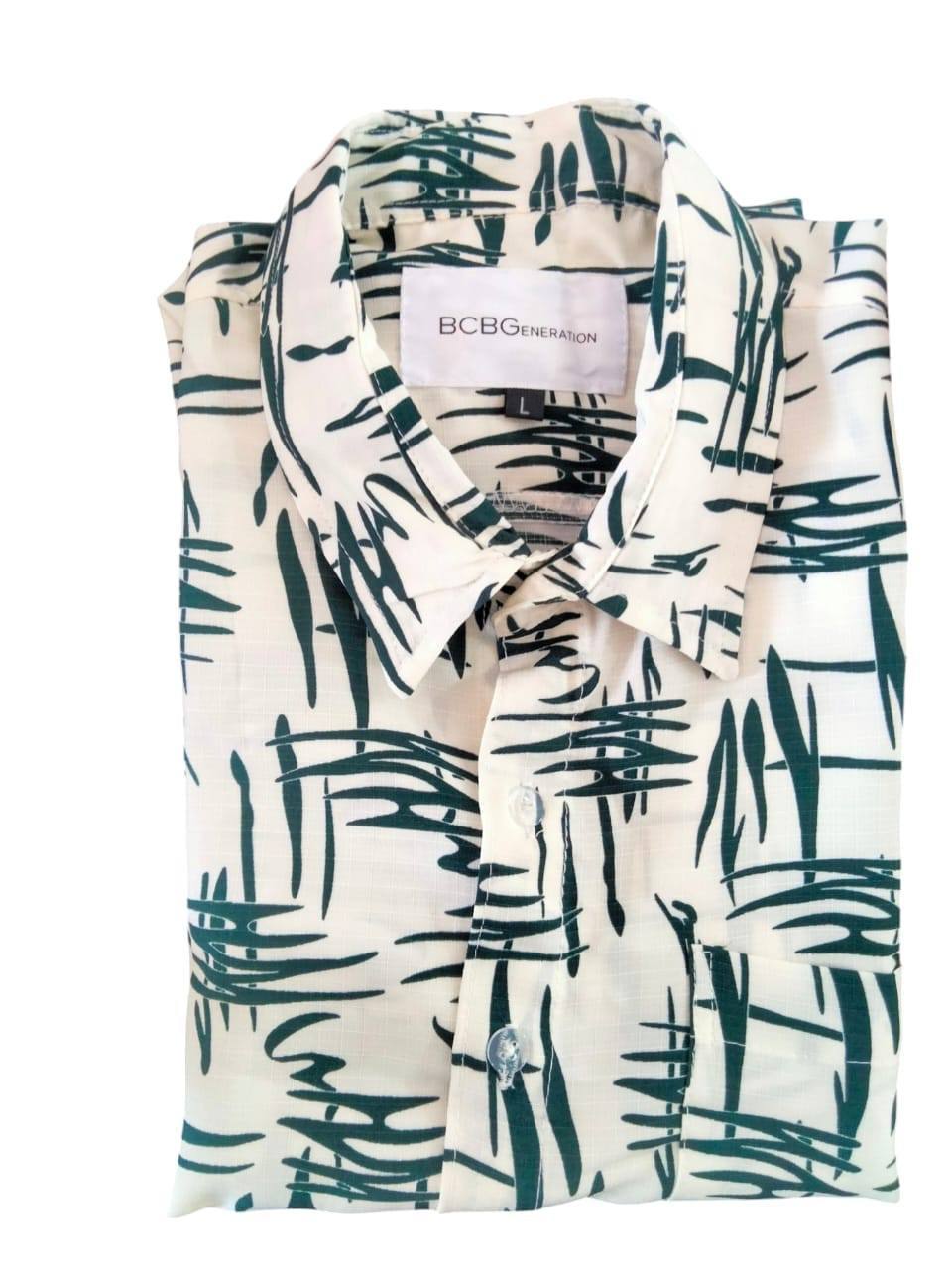 MENS PRINTED LINEN SHIRTS - GREEN